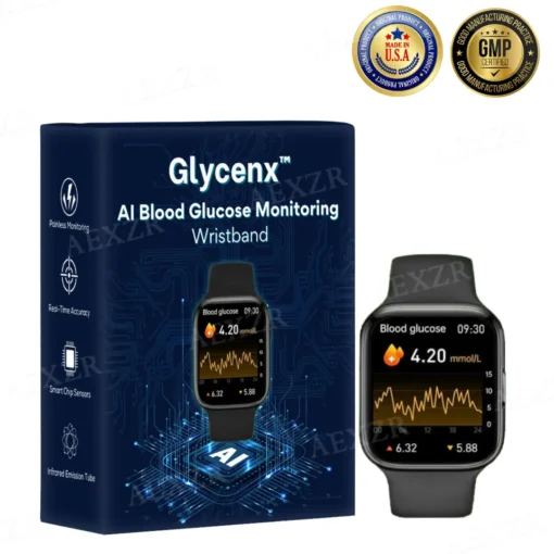 Glycenx™ AI Blood Glucose Monitoring Wristband - Forget Finger Pricks—Track Your Glucose with Ease!